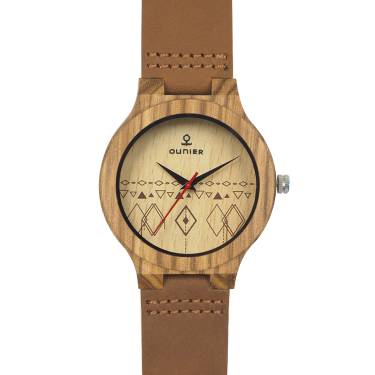 Maple watch with leather band